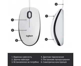 Мышь Logitech M100 USB White (910-006764)