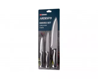 Набор ножей Ardesto Gemini Gourmet, 3 предмета, нержавеющая сталь, пластик, черный