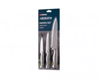 Набор ножей Ardesto Gemini Gourmet, 3 предмета, нержавеющая сталь, пластик, серый