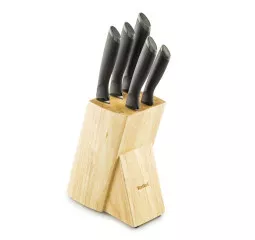 Набор ножей Tefal Comfort, с деревянной подставкой, 5шт. нержавеющая сталь, пластик, дерево, черный