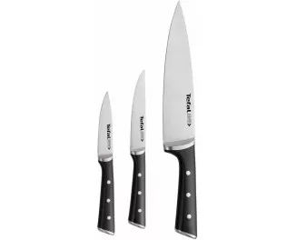 Набор ножей Tefal Ice Force, 3шт, нержавеющая сталь, пластик, черный