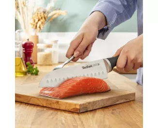 Набор ножей Tefal Ice Force, 5пр., с деревянной колодкой, нержавеющая сталь, платик, черный