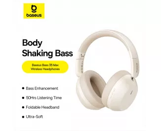 Навушники бездротові Baseus Bass 35 Max Wireless Headphones Stellar White (A00070800221-00)