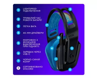 Бездротові навушники Logitech G535 Lightspeed Wireless Black (939-002219)