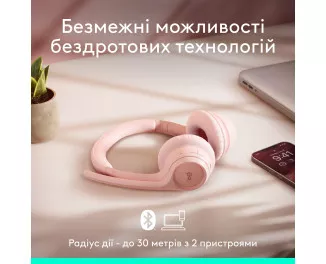 Наушники беспроводные Logitech Zone 300 Wireless Rose (981-001412)