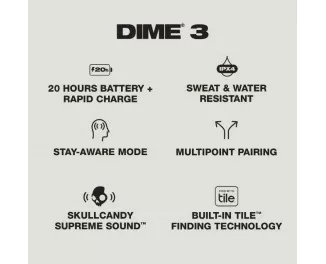 Наушники беспроводные TWS SkullCandy DIME 3 True Black (S2DCW-R740)