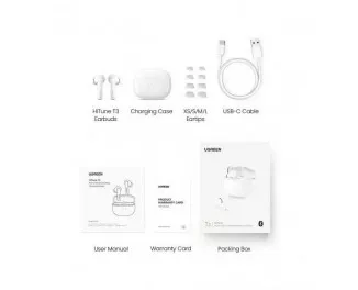 Бездротові навушники UGREEN WS106 HiTune T3 Active Noise-Cancelling Wireless Earbuds (White)(UGR-90206)