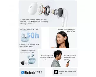Наушники беспроводные Xiaomi Redmi Buds 6 Active Transparent Blue BHR8394GL