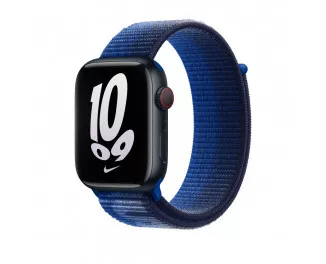 Нейлоновый ремешок для Apple Watch 42/44/45 mm Apple Nike Sport Loop Game Royal/Midnight Navy (MPJ33)