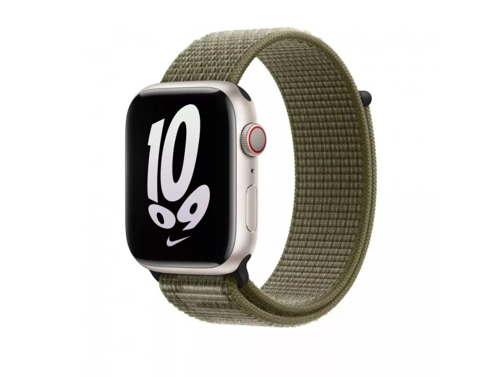 Нейлоновый ремешок для Apple Watch 42/44/45 mm Apple Nike Sport Loop Sequoia/Pure Platinum (MPJ23)
