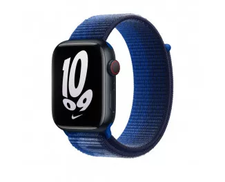 Нейлоновый ремешок для Apple Watch 44/45/46 mm Apple Nike Sport Loop Game Royal/Midnight Navy (MPJ33)
