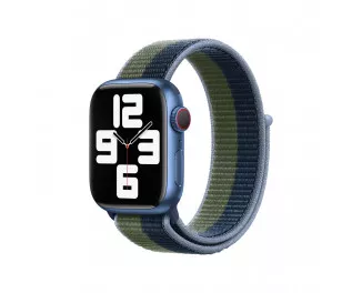 Нейлоновый ремешок для Apple Watch 44/45/46 mm Apple Sport Loop Abyss Blue/Moss Green (ML313)