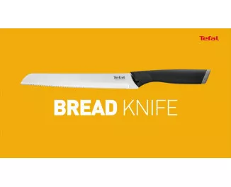 Нож для хлеба Tefal Comfort, с чехлом, 20см, нержавеющая сталь, пластик, черный