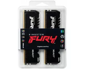 Оперативна пам'ять DDR4 64 Gb (2666 MHz) (Kit 32 Gb x 2) Kingston Fury Beast RGB (KF426C16BBAK2/64)
