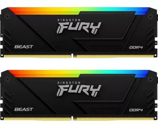 Оперативная память DDR4 64 Gb (3200 MHz) (Kit 32 Gb x 2) Kingston Fury Beast RGB Black (KF432C16BB2AK2/64)