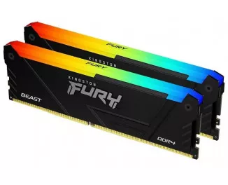 Оперативна пам'ять DDR4 64 Gb (3200 MHz) (Kit 32 Gb x 2) Kingston Fury Beast RGB Black (KF432C16BB2AK2/64)