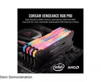 Оперативна пам'ять DDR4 64 Gb (3600 MHz) (Kit 32 Gb x 2) Corsair Vengeance RGB PRO (CMW64GX4M2D3600C18)