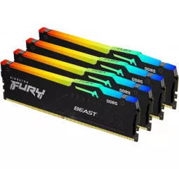 Оперативная память DDR5 128 Gb (5600 MHz) (Kit 32 Gb x 4) Kingston Fury Beast RGB (KF556C40BBAK4-128)