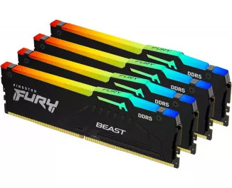 Оперативна пам'ять DDR5 128 Gb (5600 MHz) (Kit 32 Gb x 4) Kingston Fury Beast RGB (KF556C40BBAK4-128)