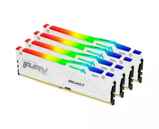 Оперативна пам'ять DDR5 128 Gb (5600 MHz) (Kit 32 Gb x 4) Kingston Fury Beast RGB White (KF556C40BWAK4-128)