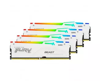 Оперативная память DDR5 128 Gb (5600 MHz) (Kit 32 Gb x 4) Kingston Fury Beast RGB White (KF556C40BWAK4-128)