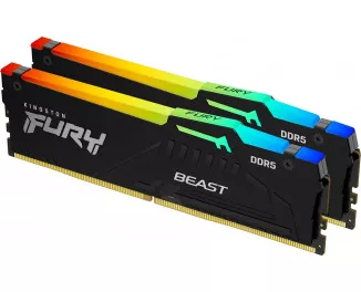 Оперативна пам'ять DDR5 16 Gb (4800 MHz) (Kit 8 Gb x 2) Kingston Fury Beast RGB (KF548C38BBAK2-16)