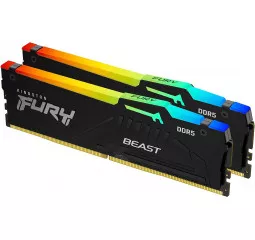 Оперативна пам'ять DDR5 16 Gb (5200 MHz) (Kit 8 Gb x 2) Kingston Fury Beast RGB (KF552C40BBAK2-16)