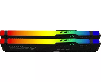 Оперативна пам'ять DDR5 16 Gb (5200 MHz) (Kit 8 Gb x 2) Kingston Fury Beast RGB (KF552C40BBAK2-16)