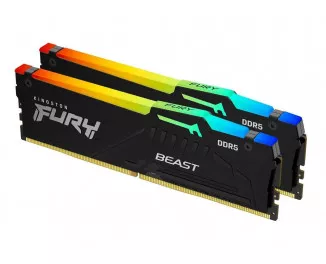 Оперативна пам'ять DDR5 16 Gb (5600 MHz) (Kit 8 Gb x 2) Kingston Fury Beast RGB (KF556C40BBAK2-16)