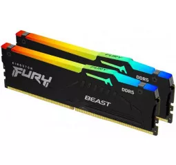 Оперативна пам'ять DDR5 32 Gb (5200 MHz) (Kit 16 Gb x 2) Kingston Fury Beast RGB Black (KF552C36BBEAK2-32)