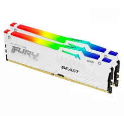 Оперативна пам'ять DDR5 32 Gb (5200 MHz) (Kit 16 Gb x 2) Kingston Fury Beast RGB EXPO White (KF552C36BWEAK2-32)