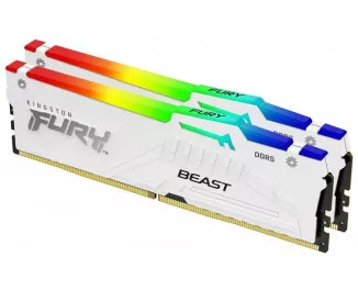 Оперативна пам'ять DDR5 32 Gb (5200 MHz) (Kit 16 Gb x 2) Kingston Fury Beast RGB White (KF552C40BWAK2-32)