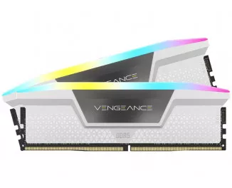 Оперативна пам'ять DDR5 32 Gb (5600 MHz) (Kit 16 Gb x 2) Corsair Vengeance RGB White (CMH32GX5M2B5600C40W)