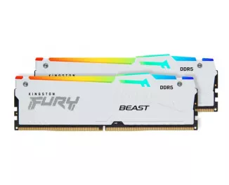 Оперативная память DDR5 32 Gb (5600 MHz) (Kit 16 Gb x 2) Kingston Fury Beast RGB White (KF556C40BWAK2-32)