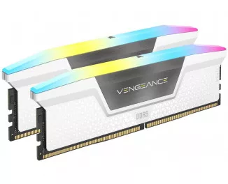 Оперативна пам'ять DDR5 32 Gb (6000 MHz) (Kit 16 Gb x 2) Corsair Vengeance RGB White (CMH32GX5M2B6000C30W)