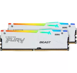 Оперативная память DDR5 32 Gb (6000 MHz) (Kit 16 Gb x 2) Kingston Fury Beast RGB White (KF560C30BWAK2-32)