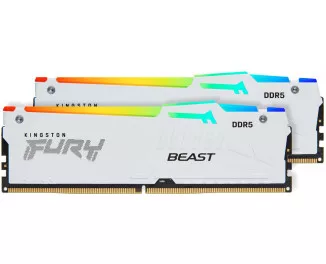 Оперативная память DDR5 32 Gb (6000 MHz) (Kit 16 Gb x 2) Kingston Fury Beast RGB White (KF560C30BWAK2-32)
