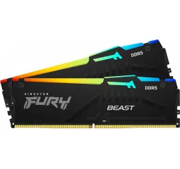 Оперативная память DDR5 32 Gb (6400 MHz) (Kit 16 Gb x 2) Kingston Fury Beast RGB (KF564C32BBAK2-32)