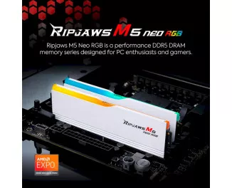Оперативная память DDR5 48 Gb (6000 MHz) (Kit 24 Gb x 2) G.SKILL Ripjaws M5 Neo RGB Matte White (F5-6000J3036F24GX2-RM5NRW)