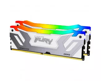 Оперативная память DDR5 48 Gb (8400 MHz) (Kit 24 Gb x 2) Kingston Fury Renegade RGB White/Silver (KF584CU40RWAK2-48)