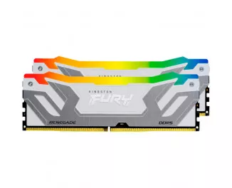 Оперативная память DDR5 48 Gb (8400 MHz) (Kit 24 Gb x 2) Kingston Fury Renegade RGB White/Silver (KF584CU40RWAK2-48)
