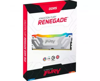 Оперативная память DDR5 48 Gb (8400 MHz) (Kit 24 Gb x 2) Kingston Fury Renegade RGB White/Silver (KF584CU40RWAK2-48)