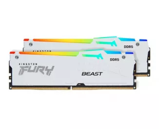 Оперативная память DDR5 64 Gb (5200 MHz) (Kit 32 Gb x 2) Kingston Fury Beast RGB White (KF552C40BWAK2-64)