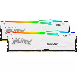 Оперативная память DDR5 64 Gb (5600 MHz) (Kit 32 Gb x 2) Kingston Fury Beast RGB EXPO White (KF556C36BWEAK2-64)