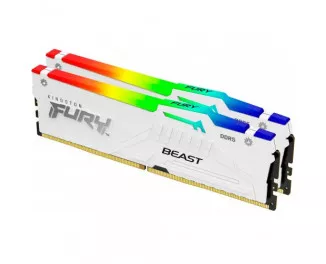 Оперативная память DDR5 64 Gb (5600 MHz) (Kit 32 Gb x 2) Kingston Fury Beast RGB EXPO White (KF556C36BWEAK2-64)