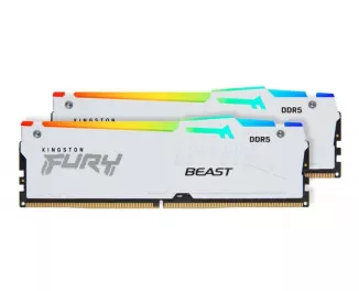 Оперативная память DDR5 64 Gb (5600 MHz) (Kit 32 Gb x 2) Kingston Fury Beast RGB White (KF556C40BWAK2-64)