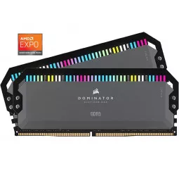 Оперативна пам'ять DDR5 64 Gb (6000 MHz) (Kit 32 Gb x 2) Corsair DOMINATOR PLATINUM RGB Grey (CMT64GX5M2B6000Z30)