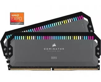 Оперативна пам'ять DDR5 64 Gb (6000 MHz) (Kit 32 Gb x 2) Corsair DOMINATOR PLATINUM RGB Grey (CMT64GX5M2B6000Z30)