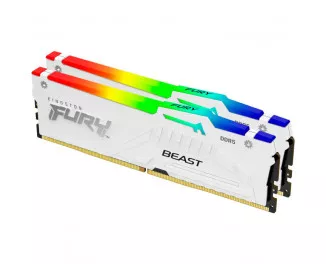 Оперативна пам'ять DDR5 64 Gb (6000 MHz) (Kit 32 Gb x 2) Kingston Fury Beast RGB EXPO White (KF560C30BWEAK2-64)