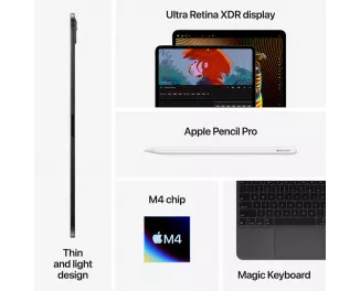 Планшет Apple iPad Pro 13 2024 Wi-Fi + Cellular 1TB Silver with Nano-texture Glass (MWT03)